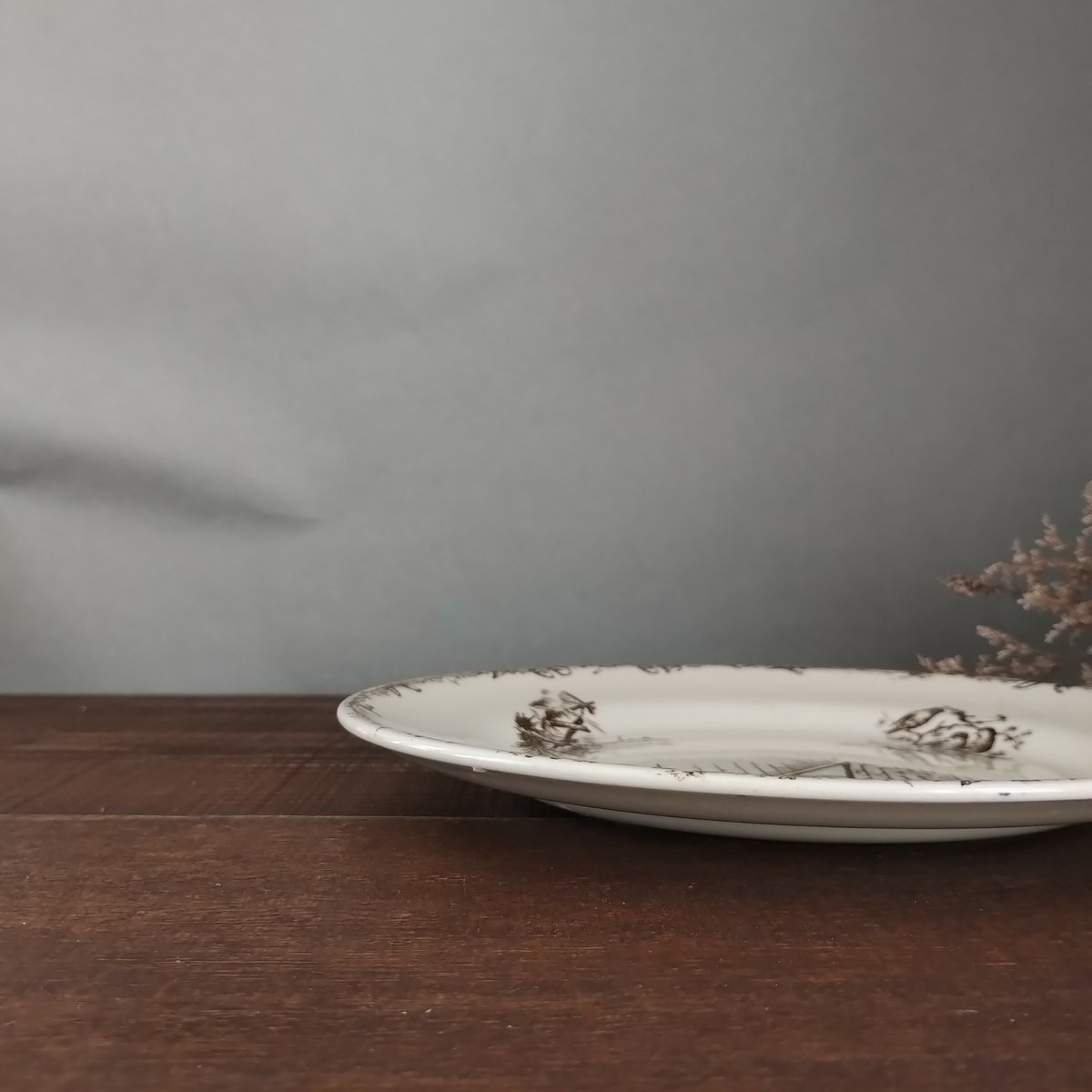 【希少】フランス アンティーク ショワジールロワ セピア コンポティエ アンティーク コンポティエ 脚付き皿 Emile bourgeois フランス