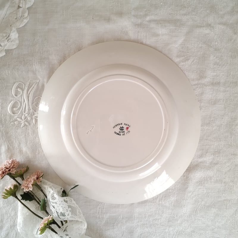 フランスアンティーク クレイユモントロー わた毛のプレート f