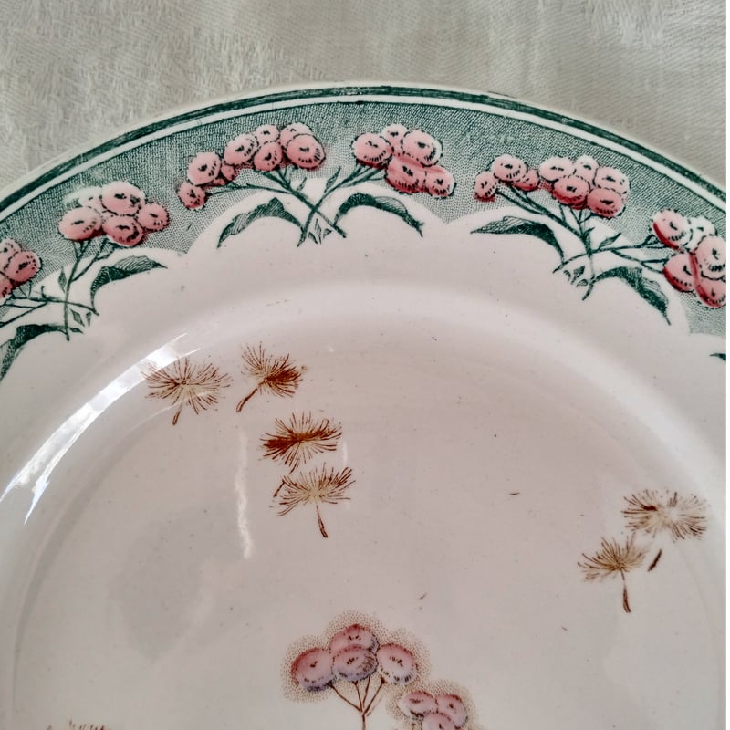 フランスアンティーク クレイユモントロー わた毛のプレート b