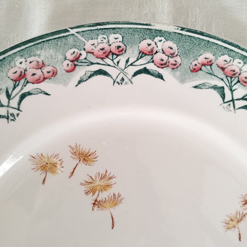 フランスアンティーク クレイユモントロー わた毛のプレート d