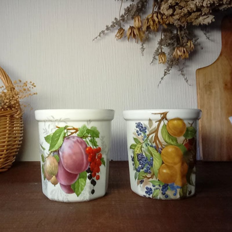 ボタニカル画の描かれたジャムポット | フランス アンティーク 食器