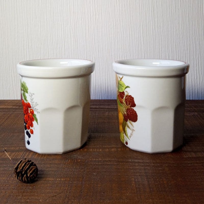 ボタニカル画の描かれたジャムポット | フランス アンティーク 陶器