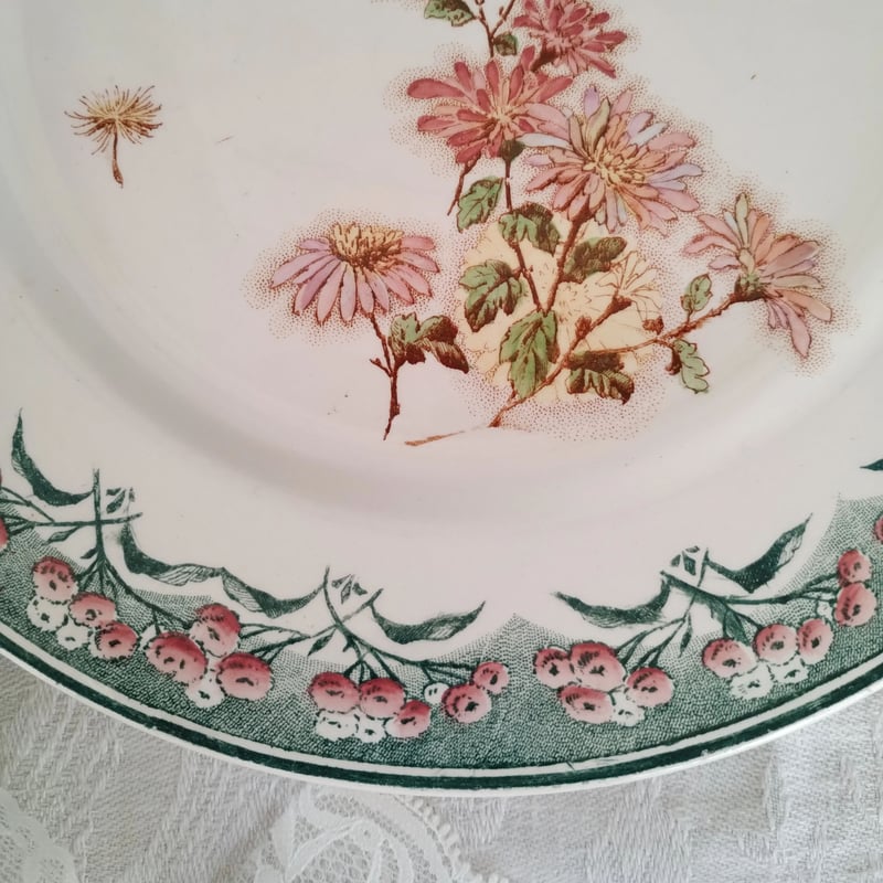 フランスアンティーク クレイユモントロー わた毛のプレート a