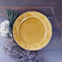 フランスヴィンテージ 南仏黄釉の花リムプレート a | フランス