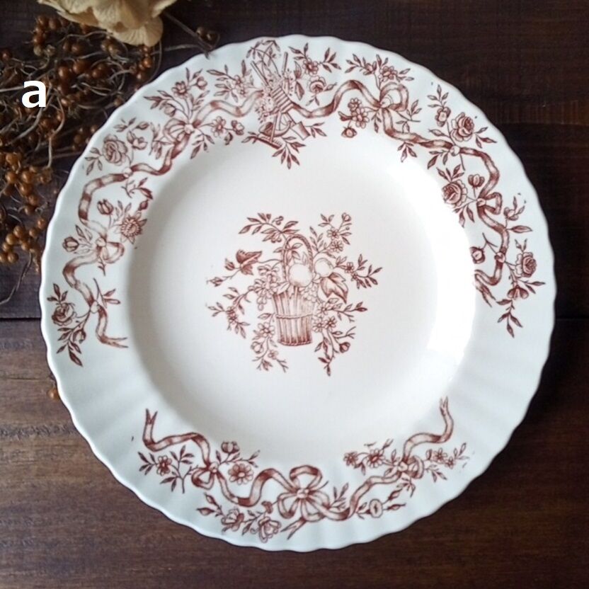 美品　ロンシャン　薔薇とリボンの平皿　フランスアンティーク fit=scale-down,w=1200