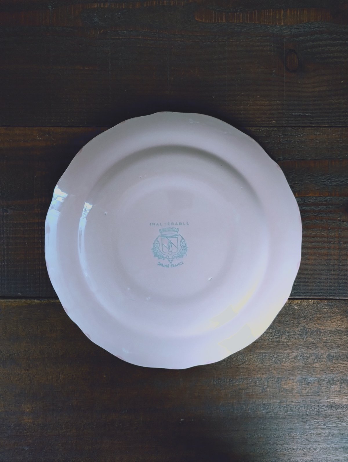 フランスアンティークプレート ピンクの花リムc | フランス