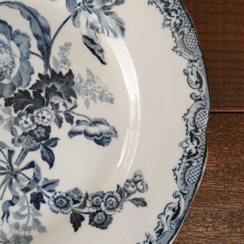 フランスアンティークプレート サルグミンヌ フォンタンジュ青 右上