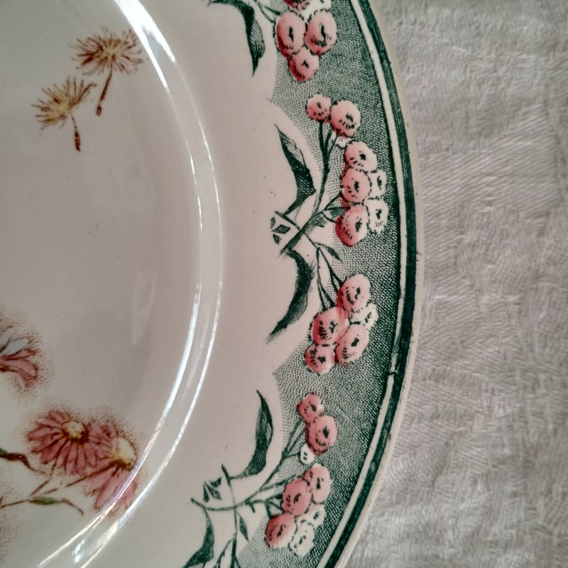 フランスアンティーク クレイユモントロー わた毛のプレート d