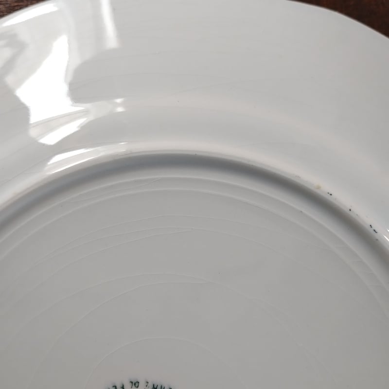 フランスアンティーク陶器　プレート 緑色装飾 フランスアンティーク陶器 プレート 緑色装飾