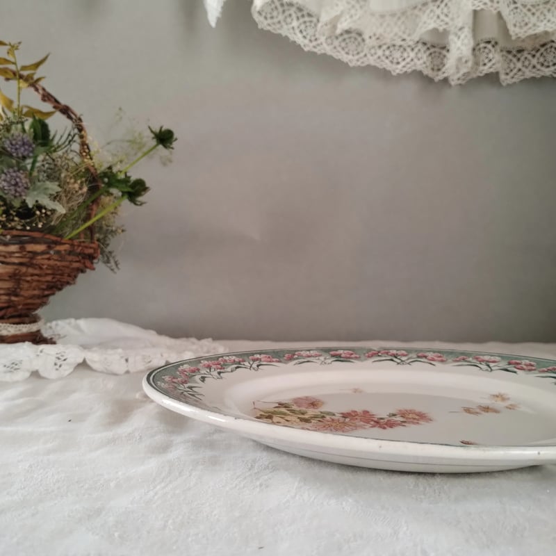 フランスアンティーク クレイユモントロー わた毛のプレート a