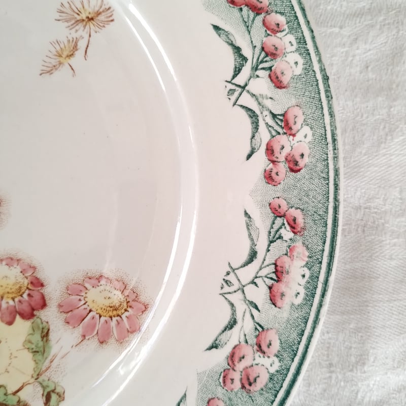 フランスアンティーク クレイユモントロー わた毛のプレート f