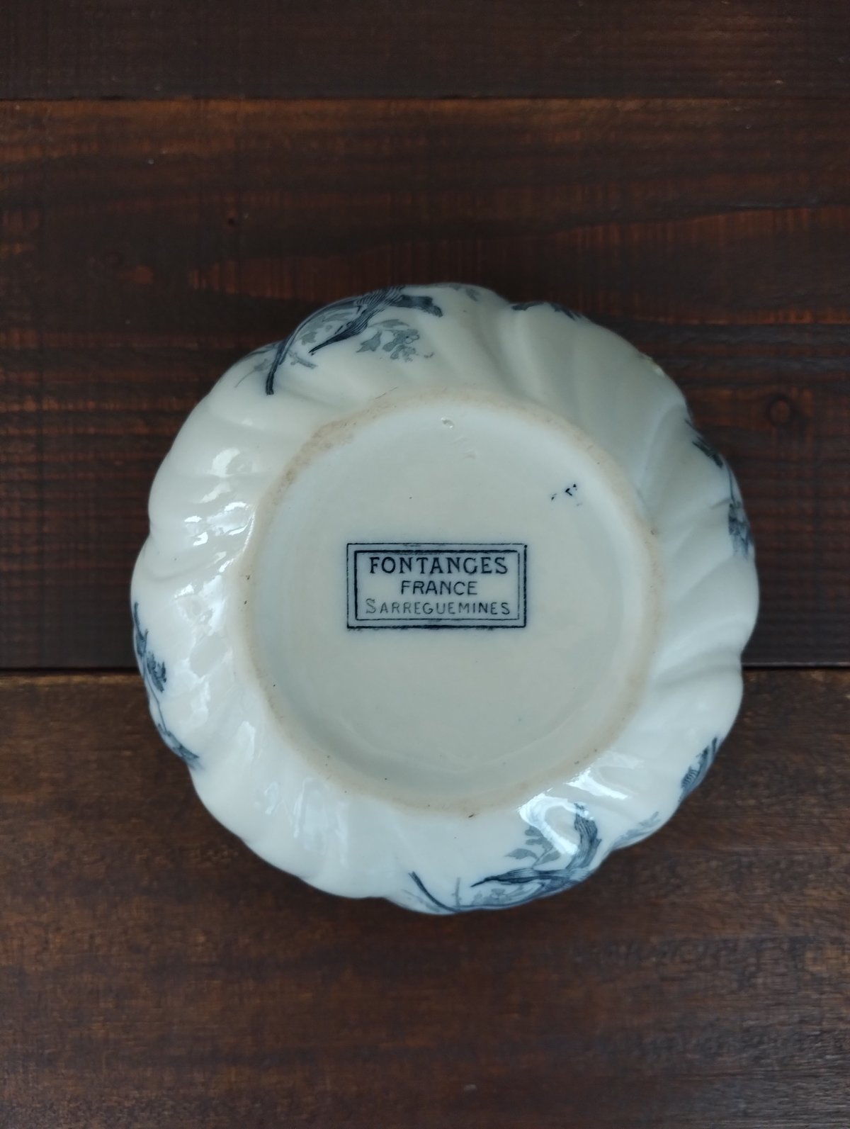 フランスアンティーク シュガーポット サルグミンヌ フォンタンジュ青