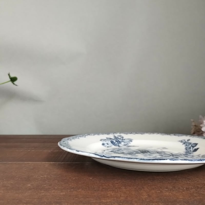 フランスアンティークプレート サルグミンヌ フォンタンジュ青 右上