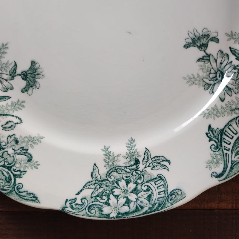 フランスアンティークプレート大皿グリーン