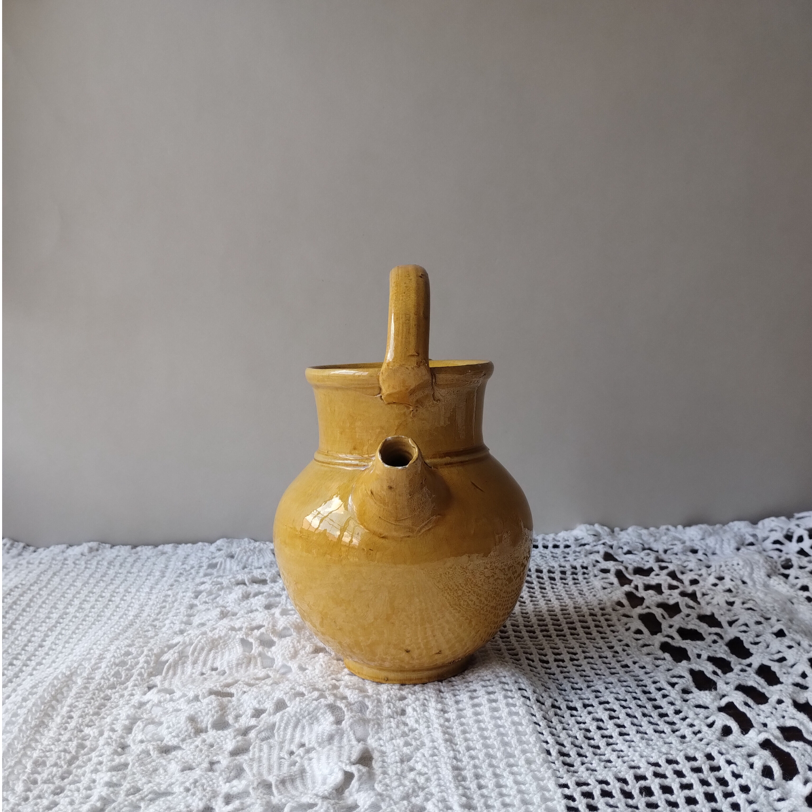 フランス アンティーク 南仏陶器 プロヴァンス 黄釉 ポット 花瓶 original