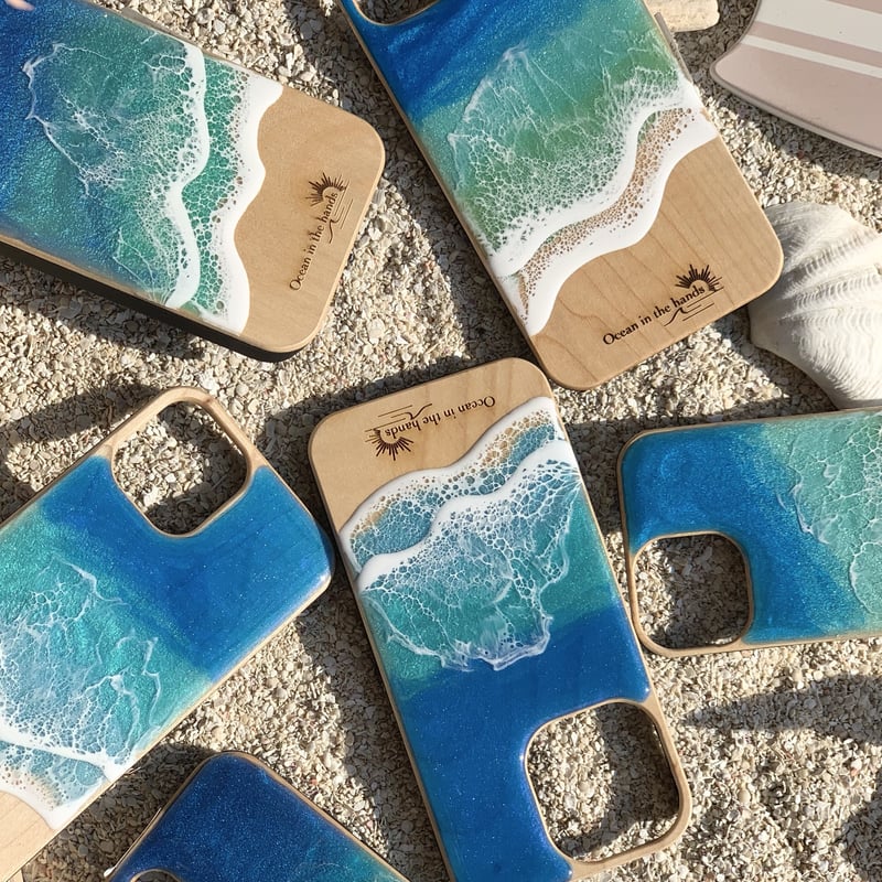 装着カラー見本】海 海辺のiPhone ケース ハンドメイド - スマホ 