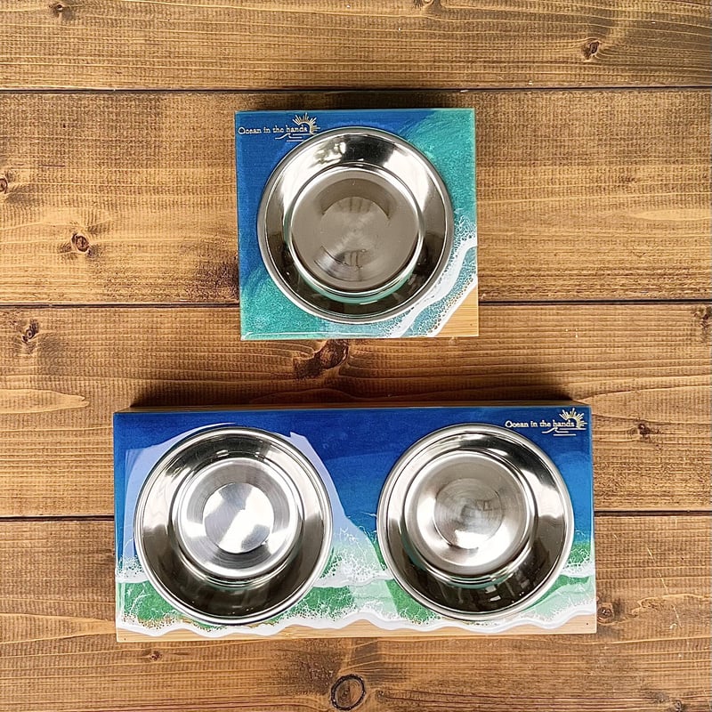 ペット　フードトレー　餌入れ　レジン 海のペットフードトレー Dog（ダブル） | Ocean in the hands®︎