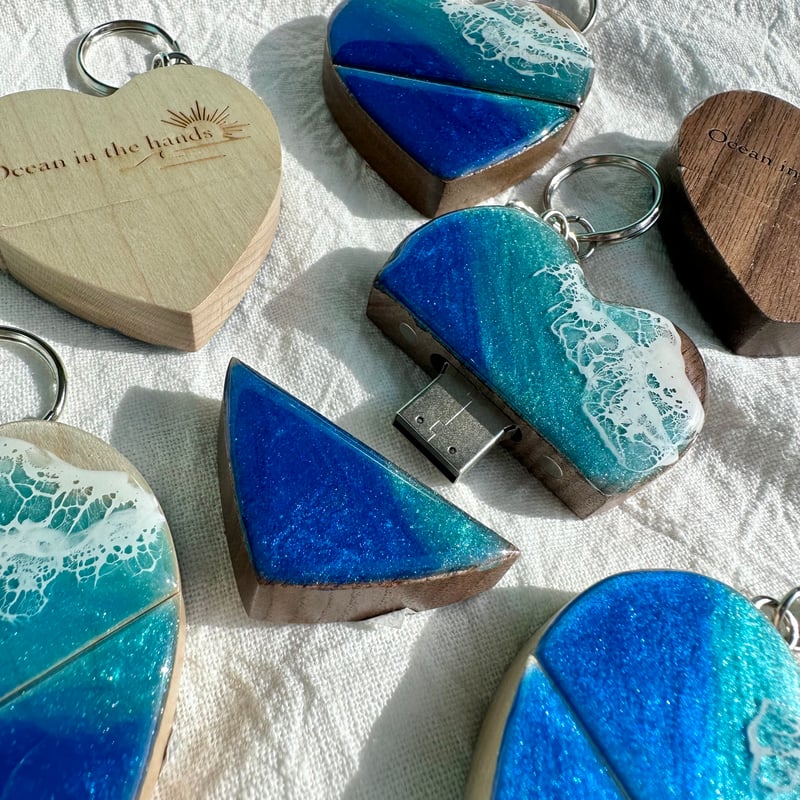 海アートハートレジンヘアゴム