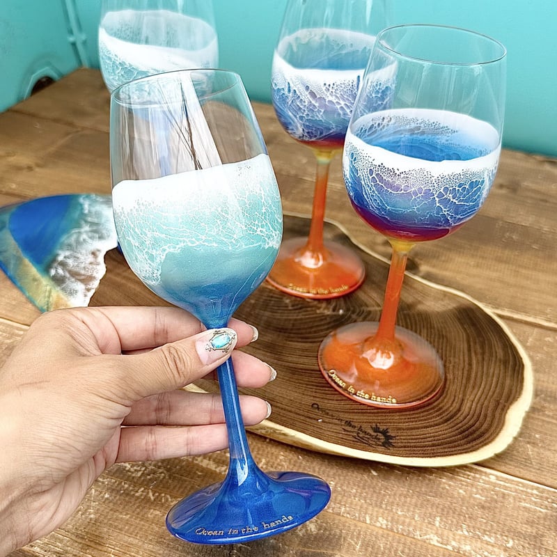 Wave resin glass ワイングラス | Ocean in the hands®︎