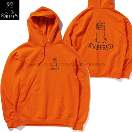 OUR LIFE BURNT HOODIE orange