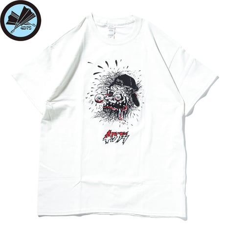 4D7S SKULL S/S TEE white ART BY RAT HOLE STUDIO