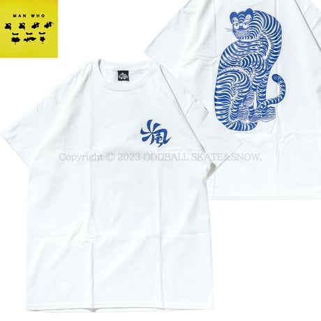MAN WHO KAZETORA TEE ホワイト/青