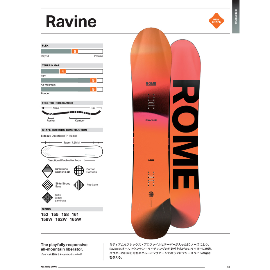 【新品未開封】ROME 24-25 RAVINE 155 24-25モデル . ROME SDS . 『 RAVINE PRO 』. ローム