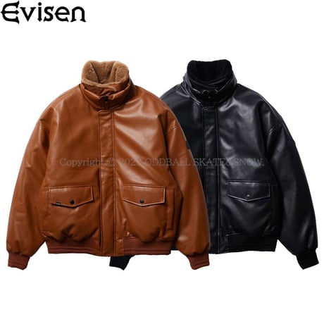 EVISEN SKATEBOARDS 2-WAY COLLAR LEATHER DOWN JACKET