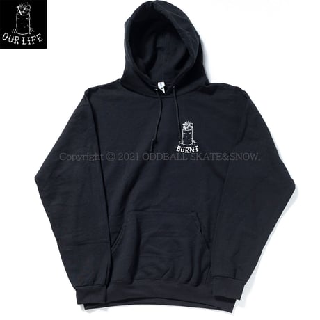 OUR LIFE BURNT HOODIE black
