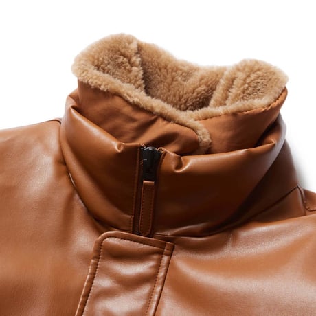 EVISEN SKATEBOARDS 2-WAY COLLAR LEATHER DOWN JACKET