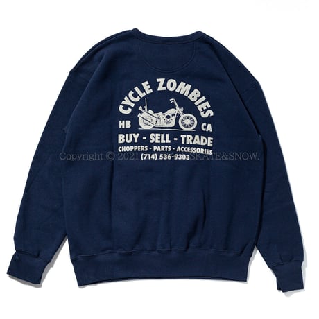 CYCLE ZOMBIES TALON Premium Crew Sweatshirt Navy
