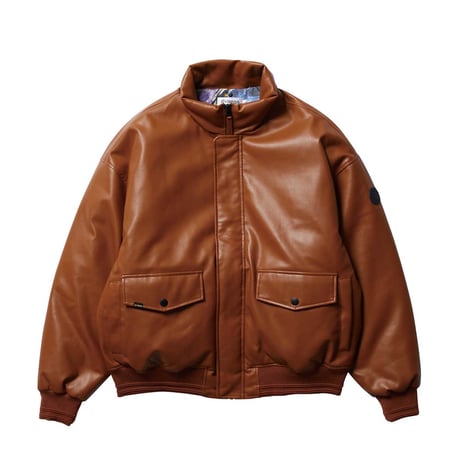 EVISEN SKATEBOARDS 2-WAY COLLAR LEATHER DOWN JACKET
