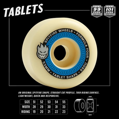 SPITFIRE WHEEL F4 TABLETS 99DU