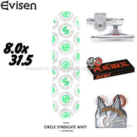 スケボーコンプリート 8.0 完成品 えびせん スケボー デッキ Evisen Circle Syndicate White