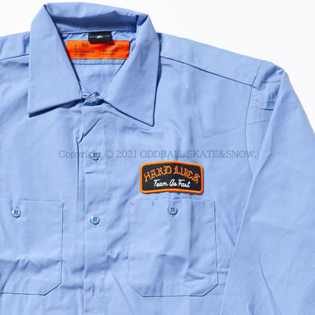 HARD LUCK POOL SERVICE L/S WORK SHIRT blue