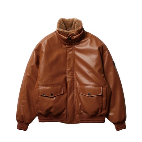 EVISEN SKATEBOARDS 2-WAY COLLAR LEATHER DOWN JACKET