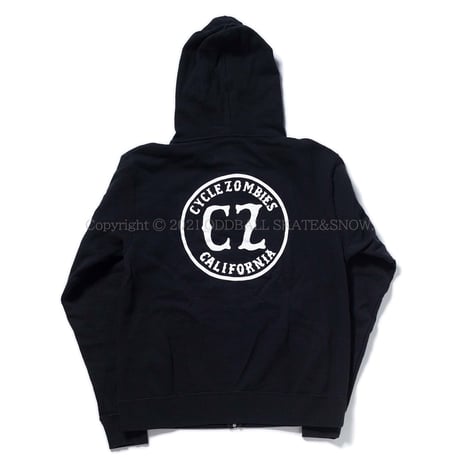 CYCLE ZOMBIES CALIFORNIA Zip Hooded Sweatshirt Black