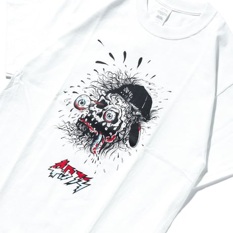 4D7S SKULL S/S TEE white ART BY RAT HOLE STUDIO