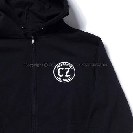 CYCLE ZOMBIES CALIFORNIA Zip Hooded Sweatshirt Black