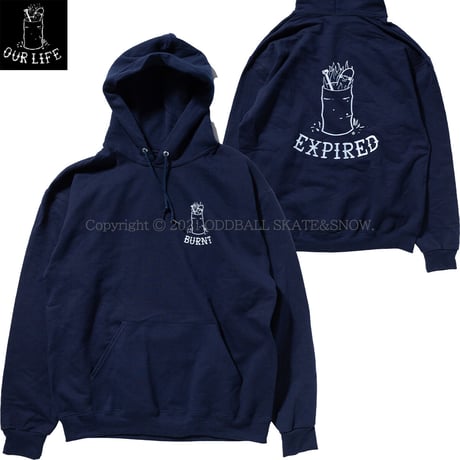 OUR LIFE BURNT HOODIE navy
