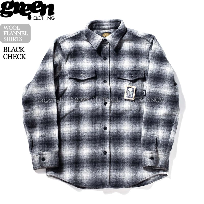 green clothing ウールレイヤー　上下セット 楽天市場】[日本正規品] 24-25 ウールフランネルシャツ グリーン
