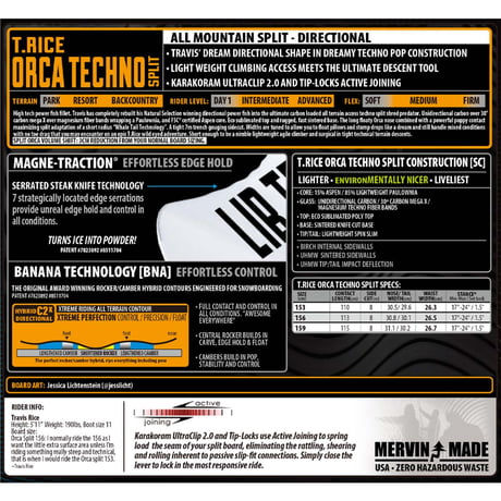 早期予約 25-26 正規品 LIBTECH T.RICE ORCA TECHNO SPLIT