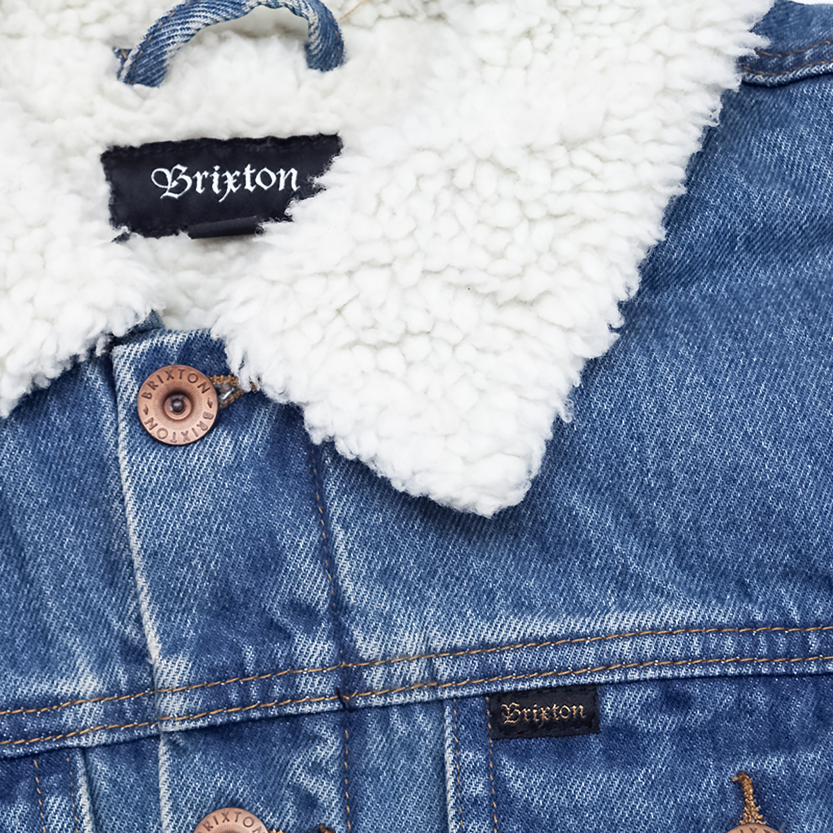 BRIXTON CABLE SHERPA DENIM JACKET worm indigo |