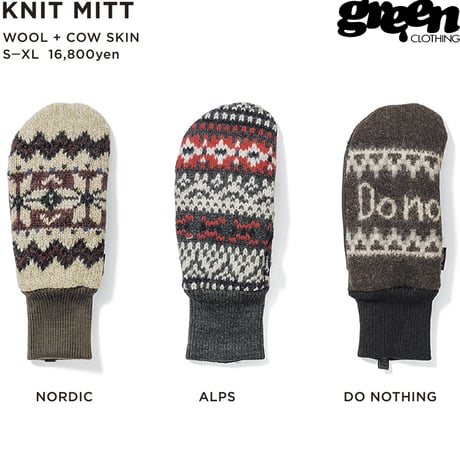22-23 GREEN CLOTHING KNIT MITT Do Nothing グリーンクロージング ミトングローブ ニットミット