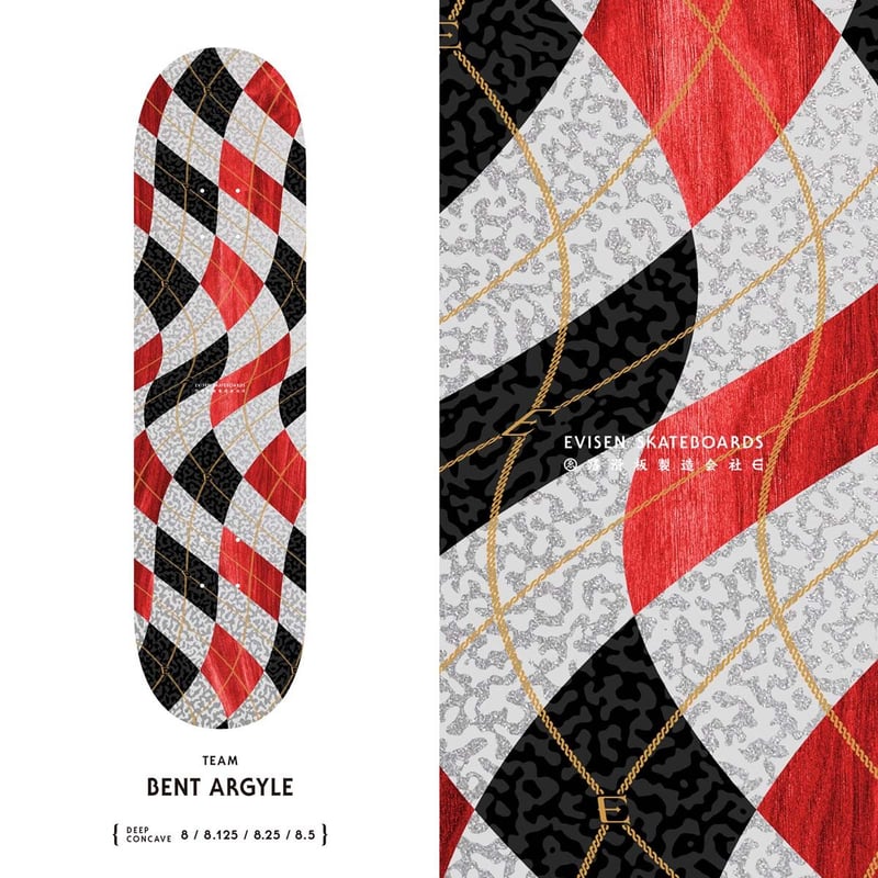 EVISENskateboard コンプリート スケボーコンプリート 8.0 完成品 Evisen Bent Argyle Deep Conc