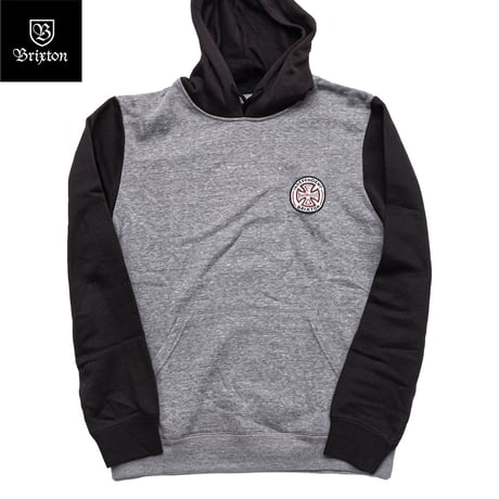 BRIXTON × INDEPENDENT WILLKINSON HOODED PULLOVER Heather Grey/Black