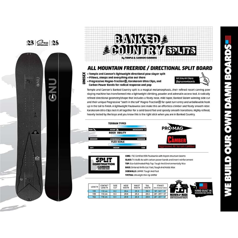 GNU Banked Country メンズ スノーボード 23-24 GNU スノーボード 155