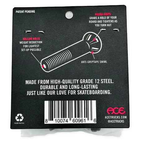 ACE TRUCKS AF1 HOLLOW Bolts w/ Grippers Allen