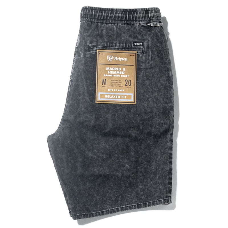 BRIXTON MADRID II HEMMED SHORT black acid wash