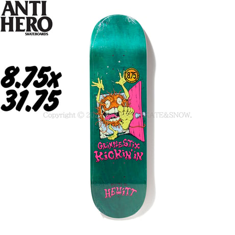 ANTI HERO SKATEBOARDS HEWITT ASPHALT ANIMALS BY GRIMPLESTIX 8.75
